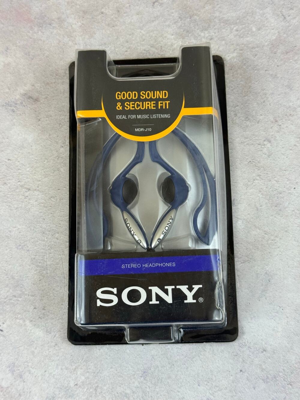 Vintage 2006 Sony MDR-J10 Stable Ear Clip On Wired Headphones Blue Large NEW NOS